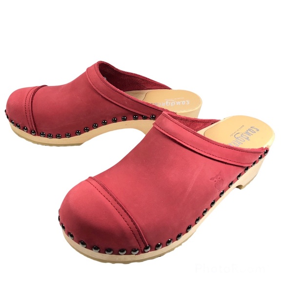 sandgrens Shoes Sandgrens Red Nubuck Studded Mule Clogs Poshmark